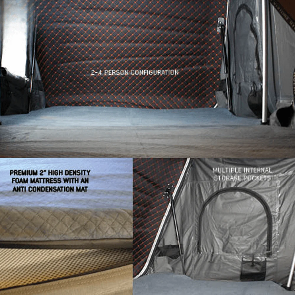 HD Bundu Cantilever Hard Shell Roof Top Tent, Grey Body & Green Rainfly - Image 4