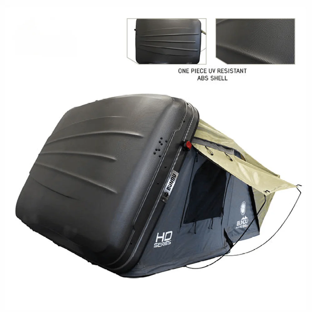 HD Bundu Cantilever Hard Shell Roof Top Tent, Grey Body & Green Rainfly - Image 6