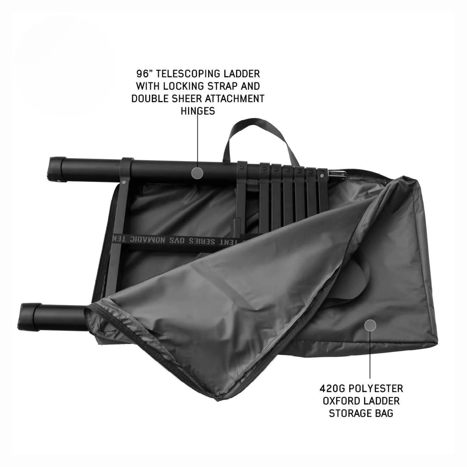 HD Nomadic 3 Arctic White Extended Soft Shell Roof Top Tent, White Body Dark Grey Rainfly - Image 11