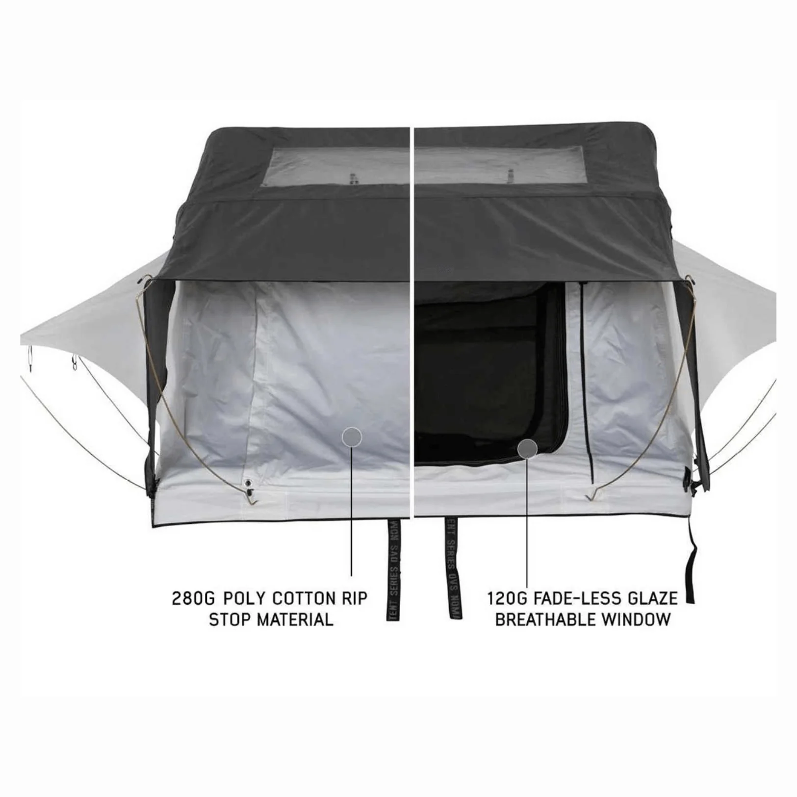 HD Nomadic 3 Arctic White Extended Soft Shell Roof Top Tent, White Body Dark Grey Rainfly - Image 4