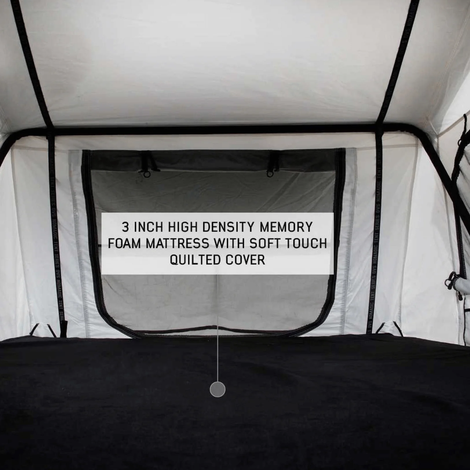 HD Nomadic 3 Arctic White Extended Soft Shell Roof Top Tent, White Body Dark Grey Rainfly - Image 9