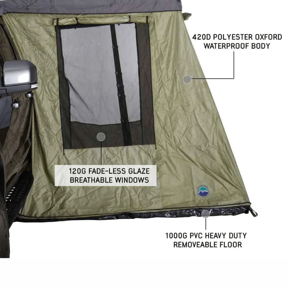 HD Nomadic 4 Roof Top Tent Annex Green Base With Black Floor & Travel Cover - Image 10