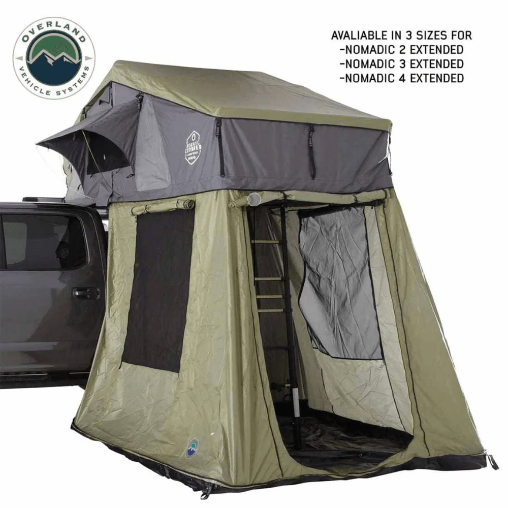 HD Nomadic 4 Roof Top Tent Annex Green Base With Black Floor & Travel Cover - Image 4