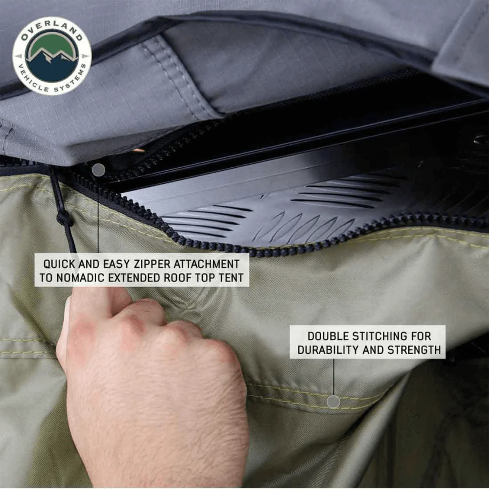 HD Nomadic 4 Roof Top Tent Annex Green Base With Black Floor & Travel Cover - Image 5