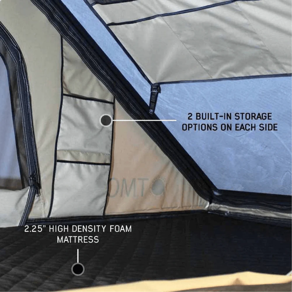 LD TMON Clamshell Aluminum Hard Shell Roof Top Tent - 2 Person Capacity, Tan Body & Green Rainfly - Image 9